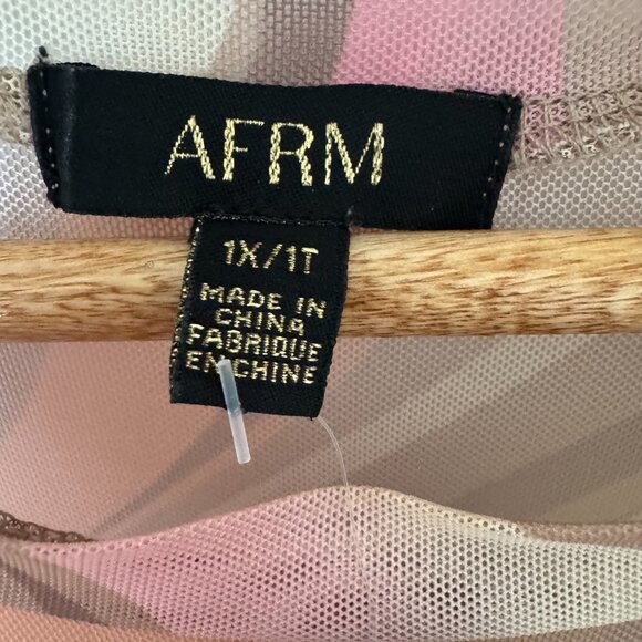 AFRM Shailene Fitted Midi Mesh Dress - Coral Swirl - Size 1X - Picture 5 of 6